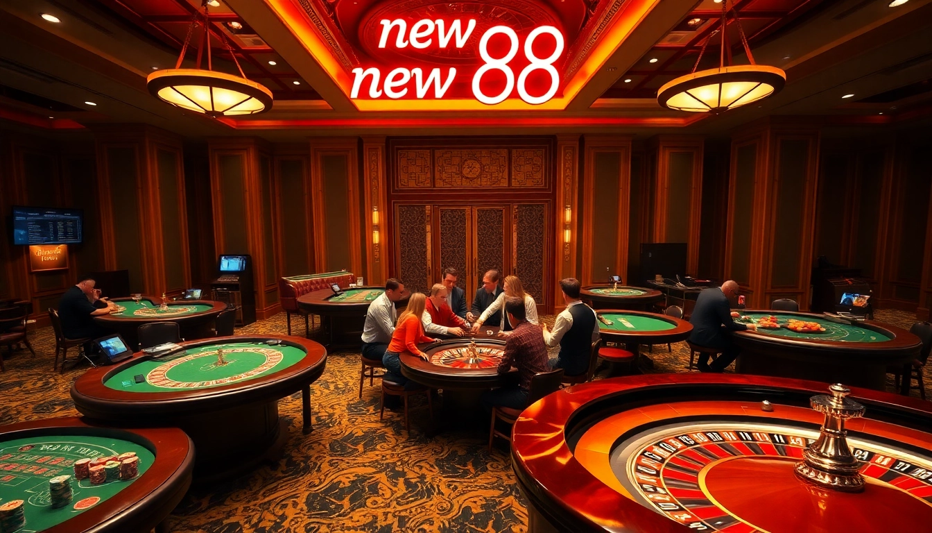 Exciting gaming action at the new 88 casino with vibrant tables and players engaged in gameplay.